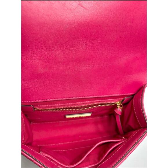 Tory Burch Fleming Quilted Magenta Convertible Shoulder Bag Gold Chain Tassel - Picture 10 of 11